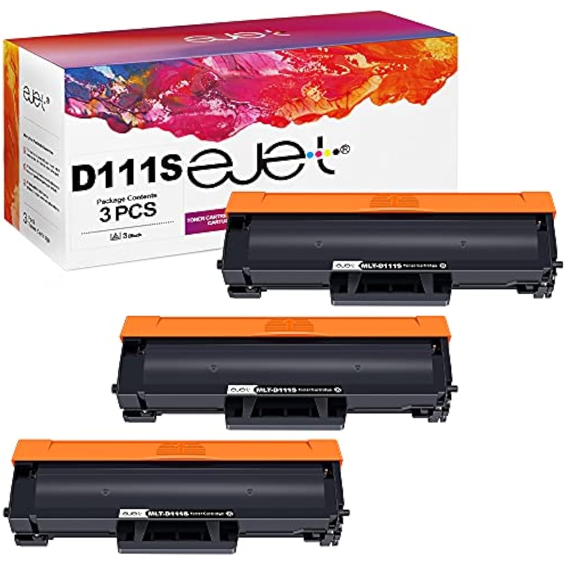 ejet MLT-D111S Black Toner Cartridge for Samsung Xpress M2026W M2070W | 3-Pack