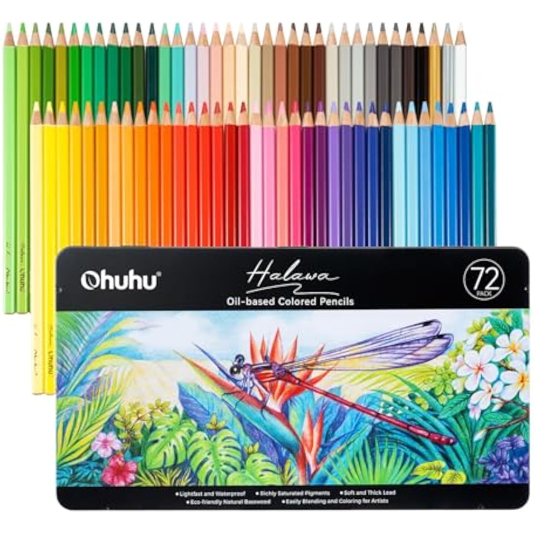 Ohuhu 72 Colouring Pencils | Oil-Based Soft Core Professional Set