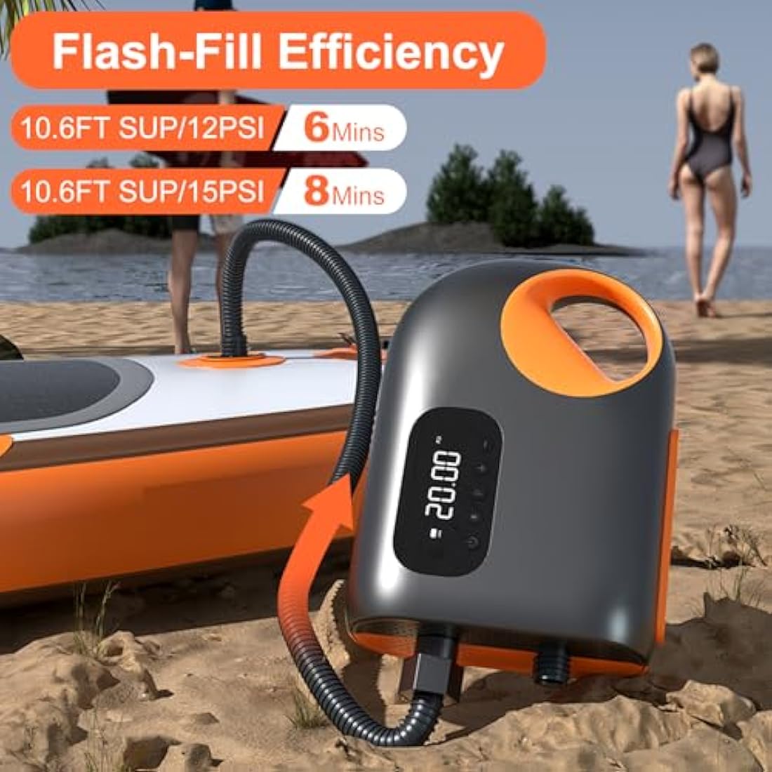 ChicDwell SUP Electric Pump | 20PSI Portable Paddle Board Pump with Auto-Stop