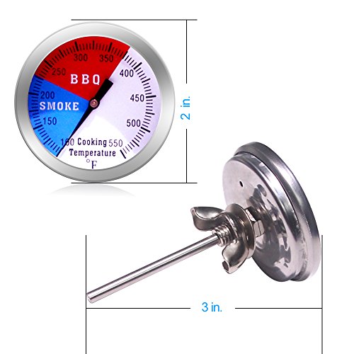 Jolof Store BBQ Thermometer Gauge - Stainless Steel Smoker Pit, 2 Pack