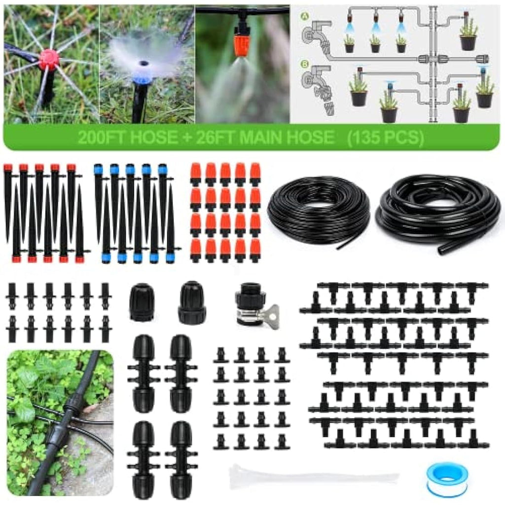 MIXC 226 FT Drip Irrigation System Kit | Automatic Garden Watering System