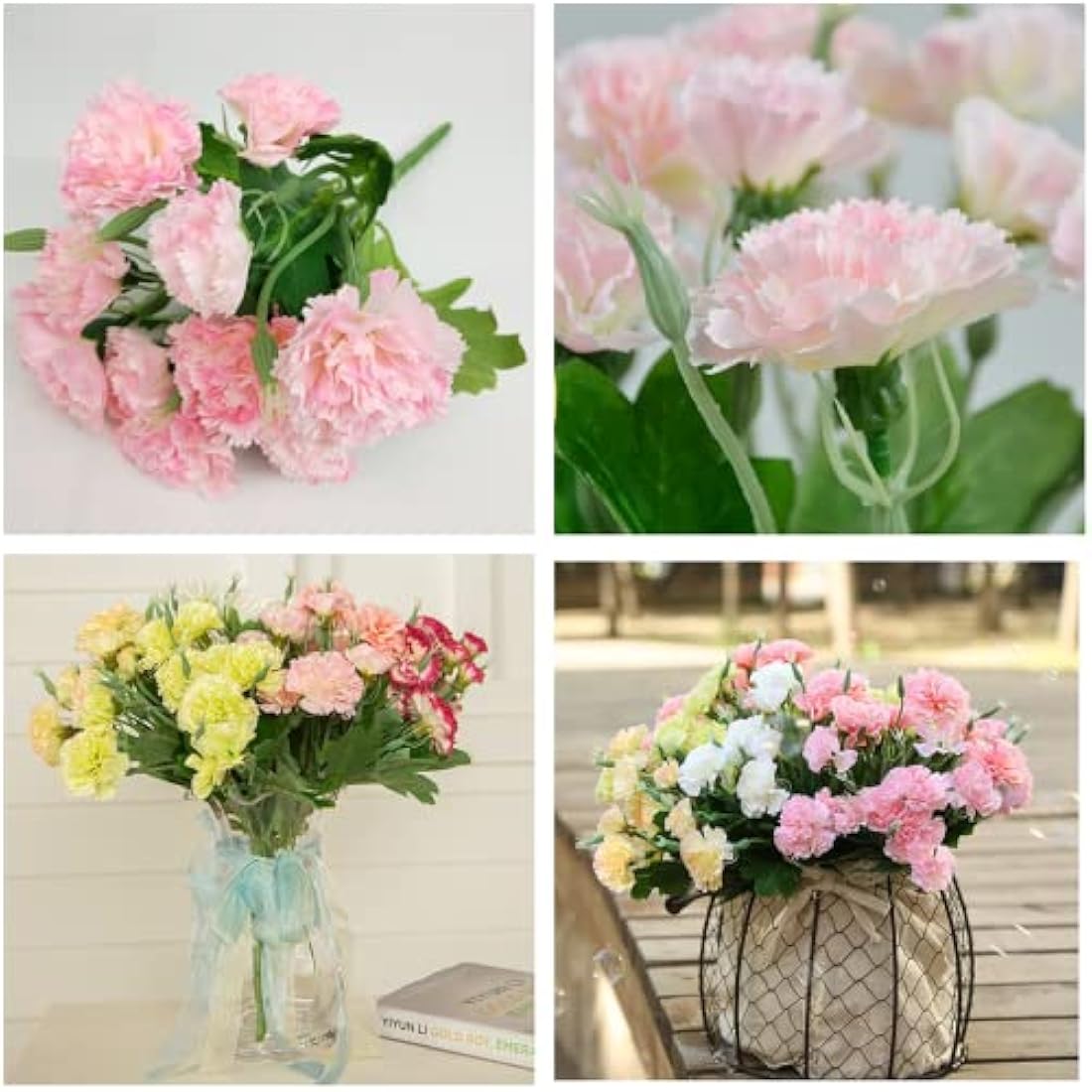 Artificial Carnations – 40 Heads UV Resistant Silk Bouquet