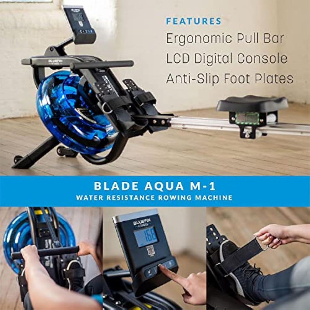 Bluefin Fitness Blade Aqua M-1 Water Rowing Machine – Foldable Home Rower