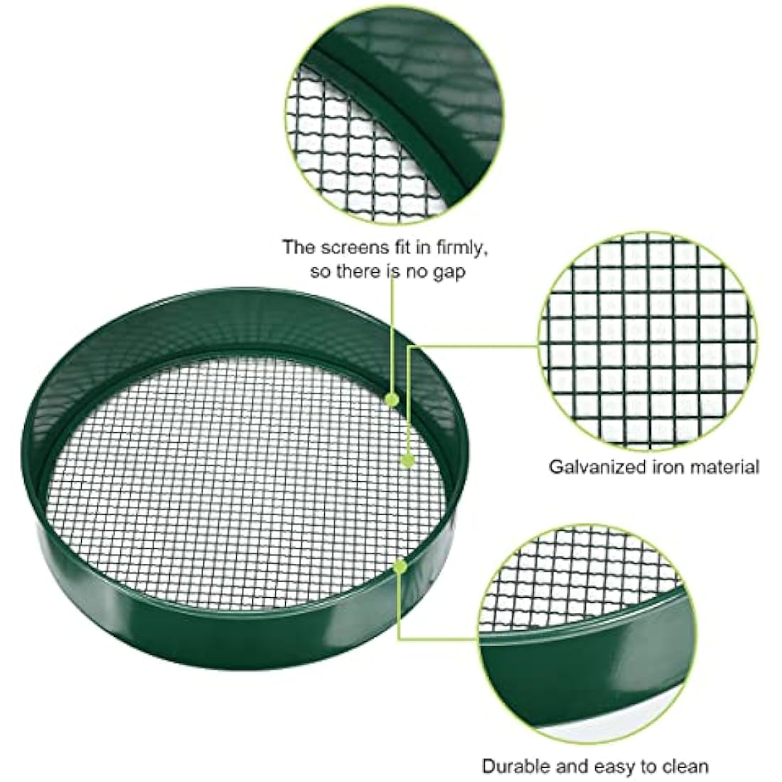 johgee Metal Garden Sieve - 4 Mesh Sizes Soil Sifter with Tools