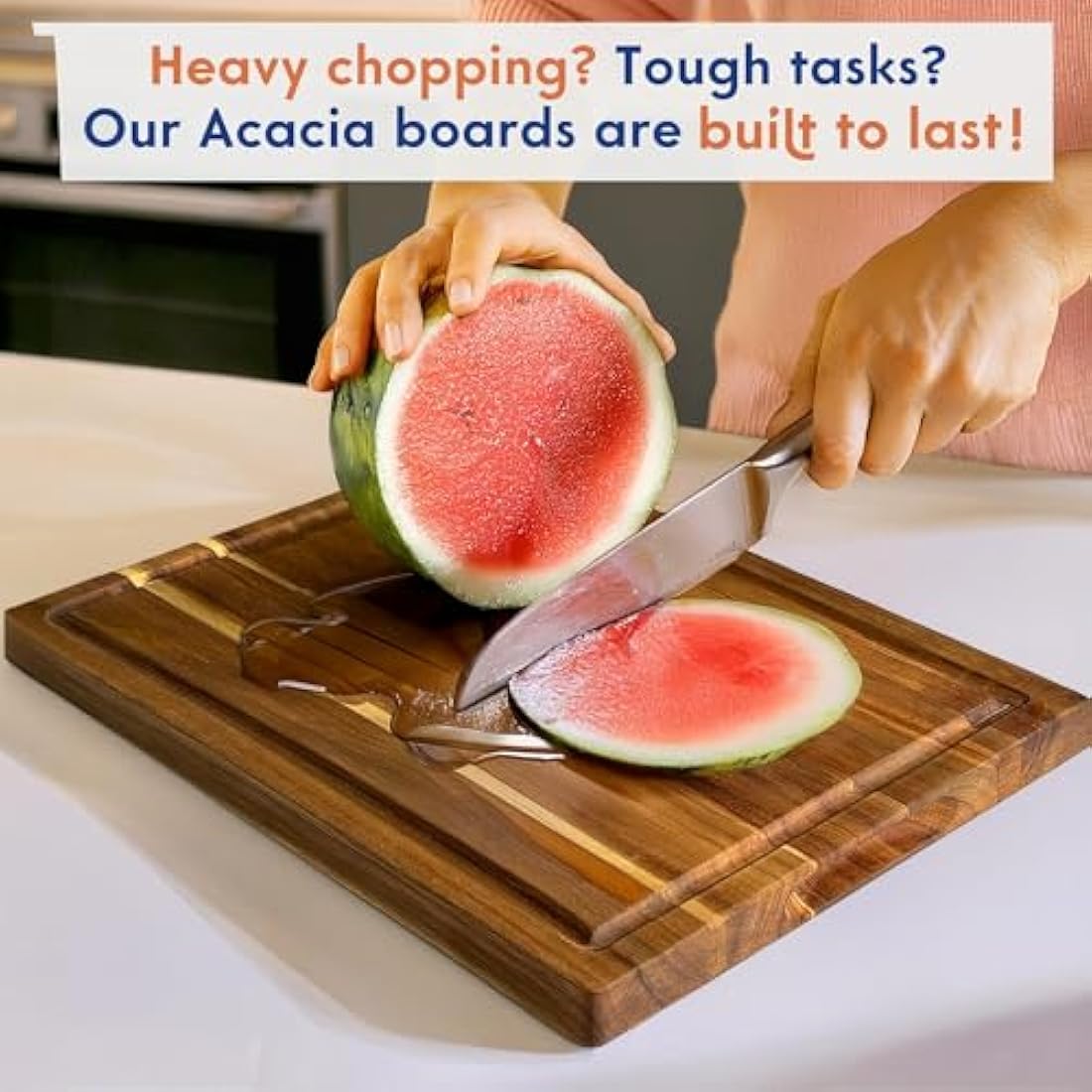 Ziruma Acacia Wood Chopping Board – Non-Toxic Kitchen Board, 41x28cm