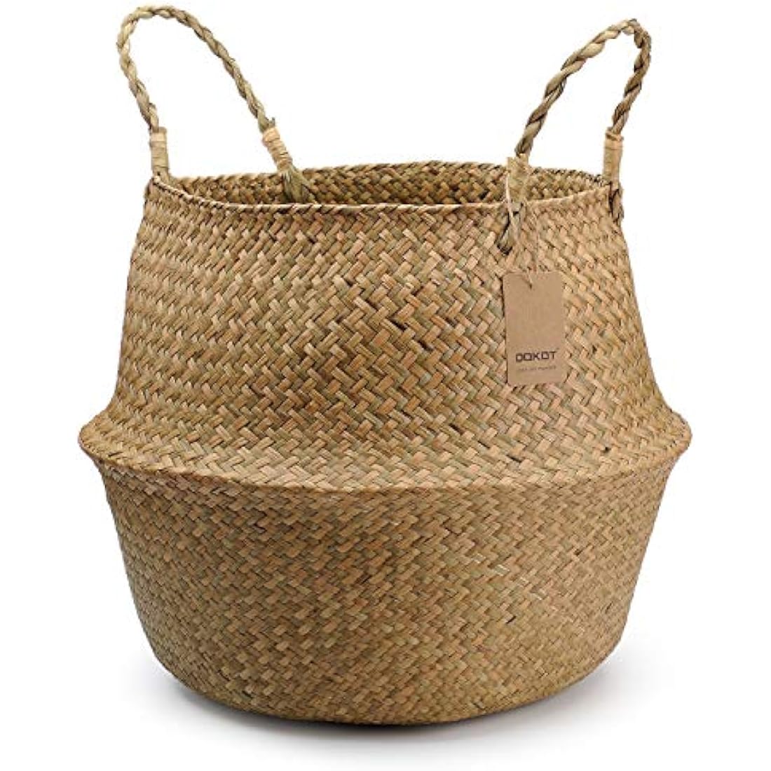 DOKOT Natural Seagrass Belly Basket – Large Handmade Woven Storage