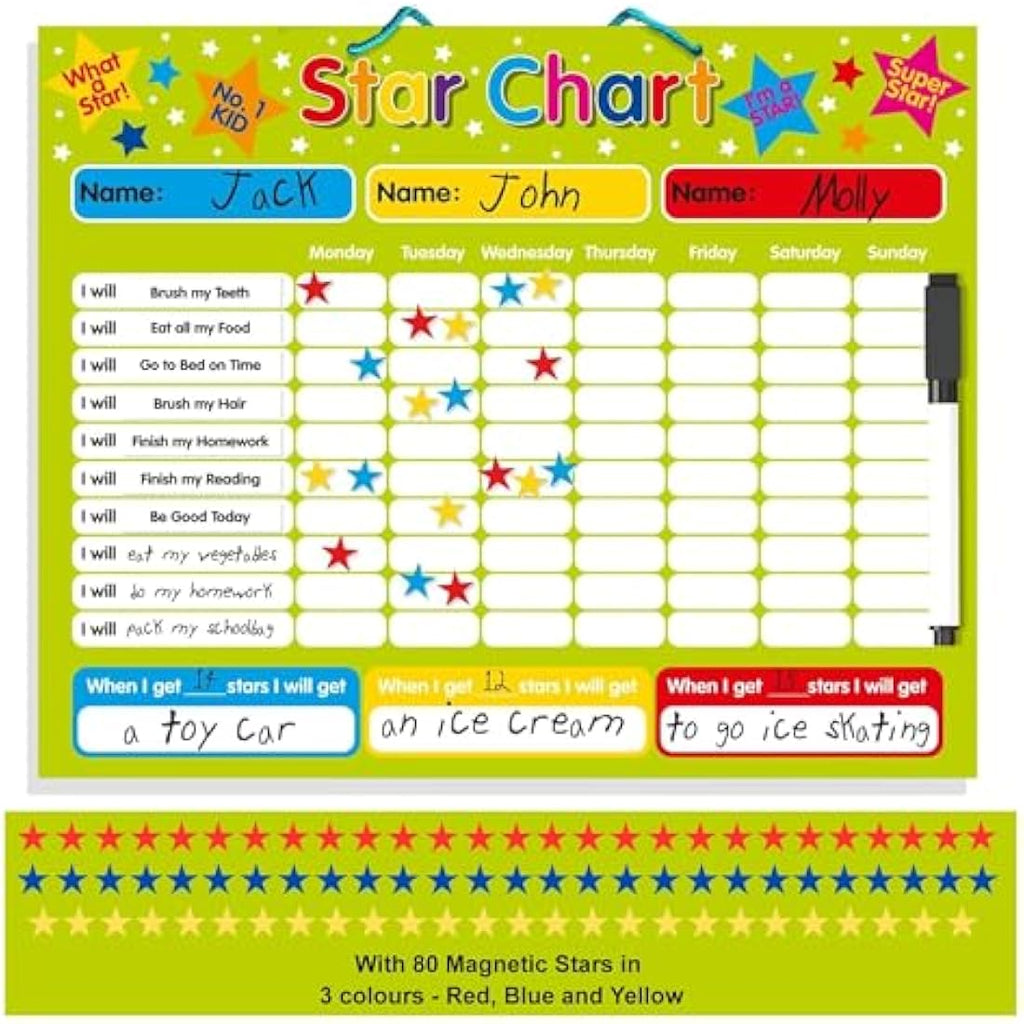 Magnetic Reward Star Chart – 40x30cm Kids Chore & Task Board