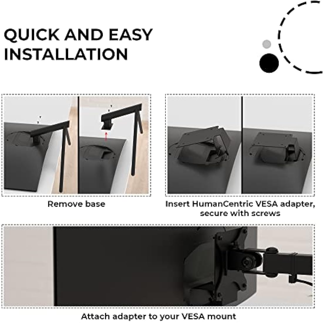 HumanCentric VESA Mount Adapter for Samsung U32R590 Series Curved Monitors