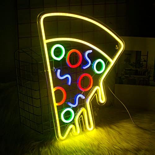 Jolof Store Pizza Neon Light Sign - Yellow LED Acrylic Wall Decor, 16x14in