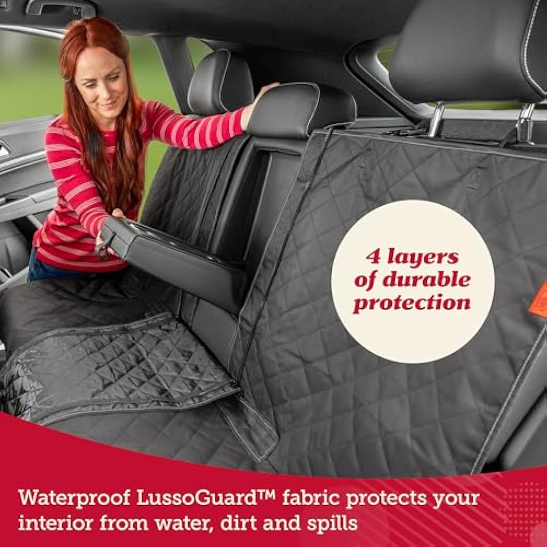 Lusso Gear Dog Car Seat Cover – Waterproof Non-Slip Back Seat Protector