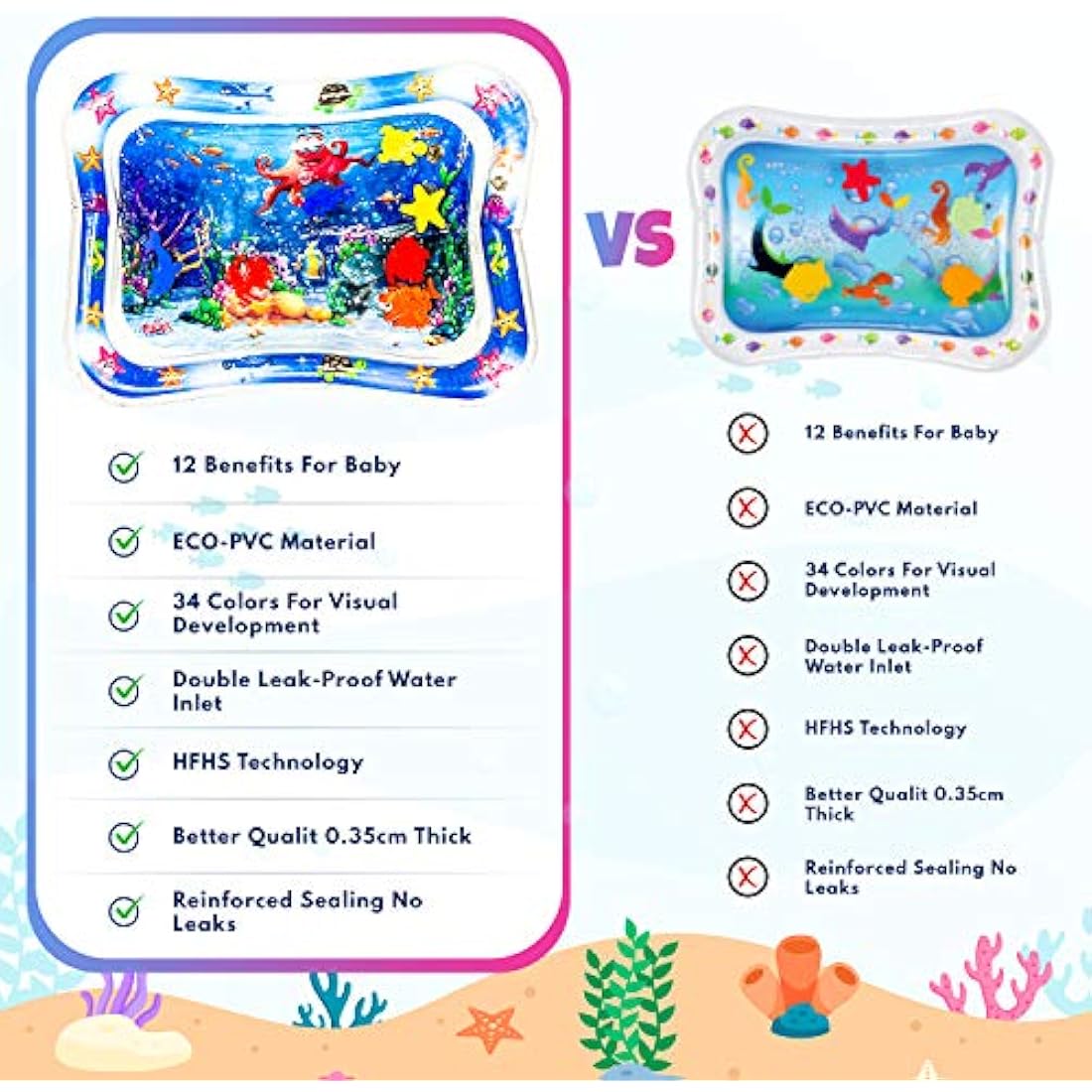 Inflatable Tummy Time Water Mat – Sensory Baby Play Mat