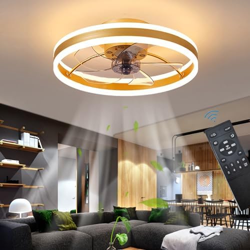 Jolof Store LED Ceiling Fan with Light | 50CM Modern Reversible Gold Fan