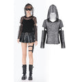 Dark in Love Punk Mesh Hollow-Out Hooded Top – Black Gothic Layer