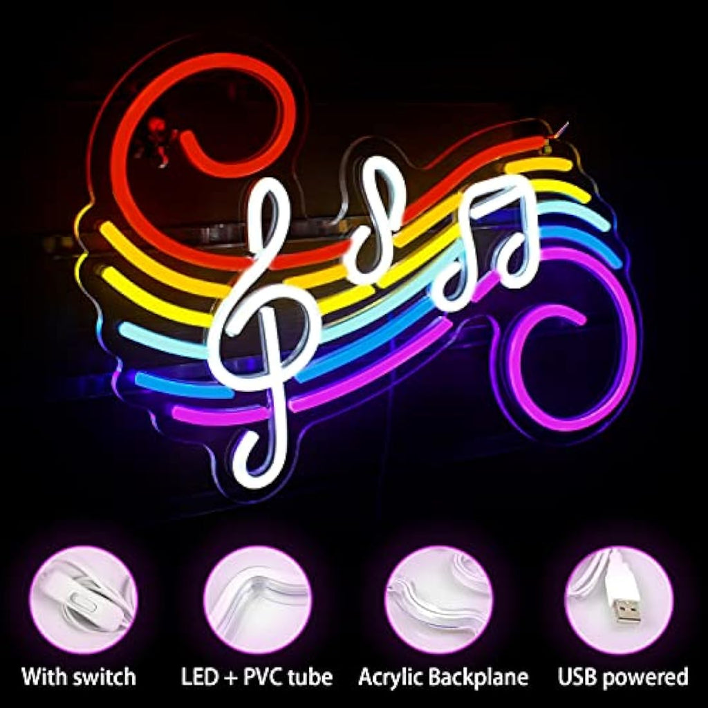 Jolof Store Musical Note Neon Sign – LED Wall Decor for Music Studio
