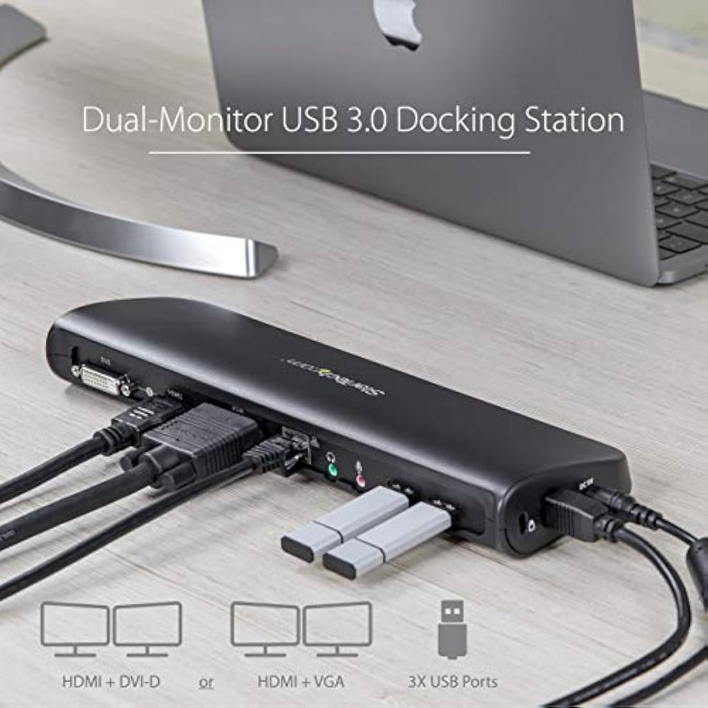 StarTech.com USB 3.0 Dual Monitor Docking Station – HDMI/DVI/VGA
