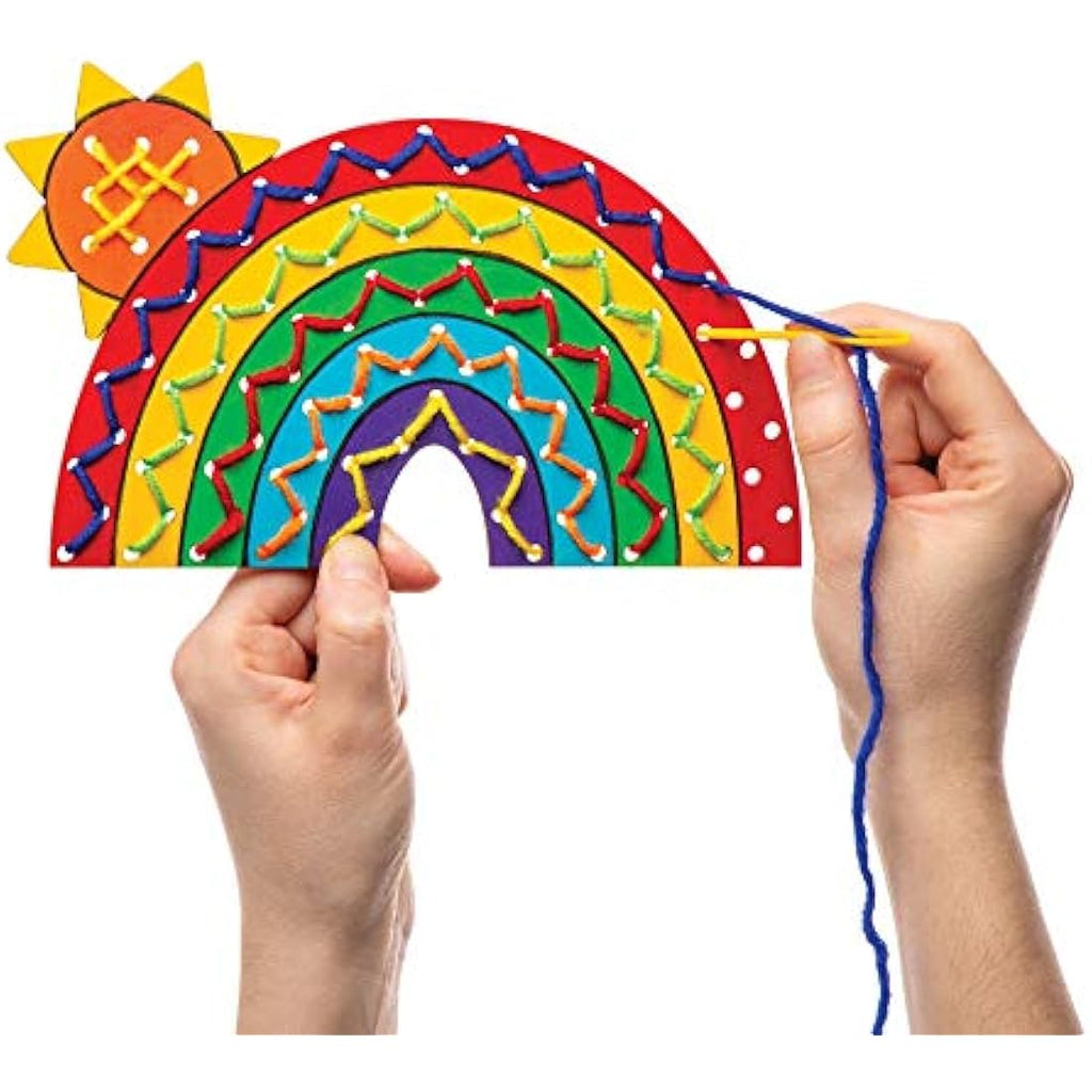 Baker Ross Rainbow Wooden Threading Kits for Kids - Pack of 4