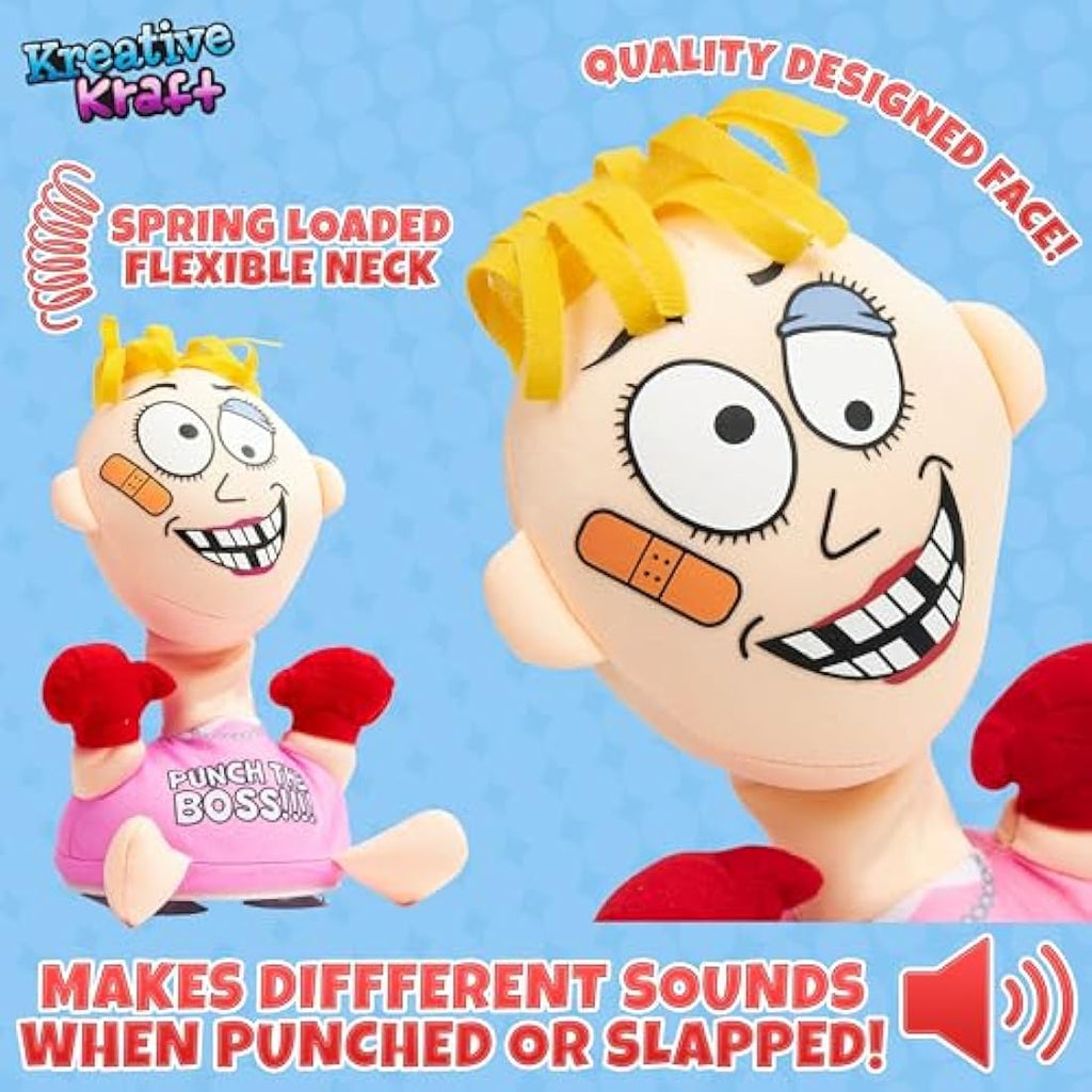 Jolof Store Punch The Boss Stress Relief Desk Toy - Shouting Pink Plush