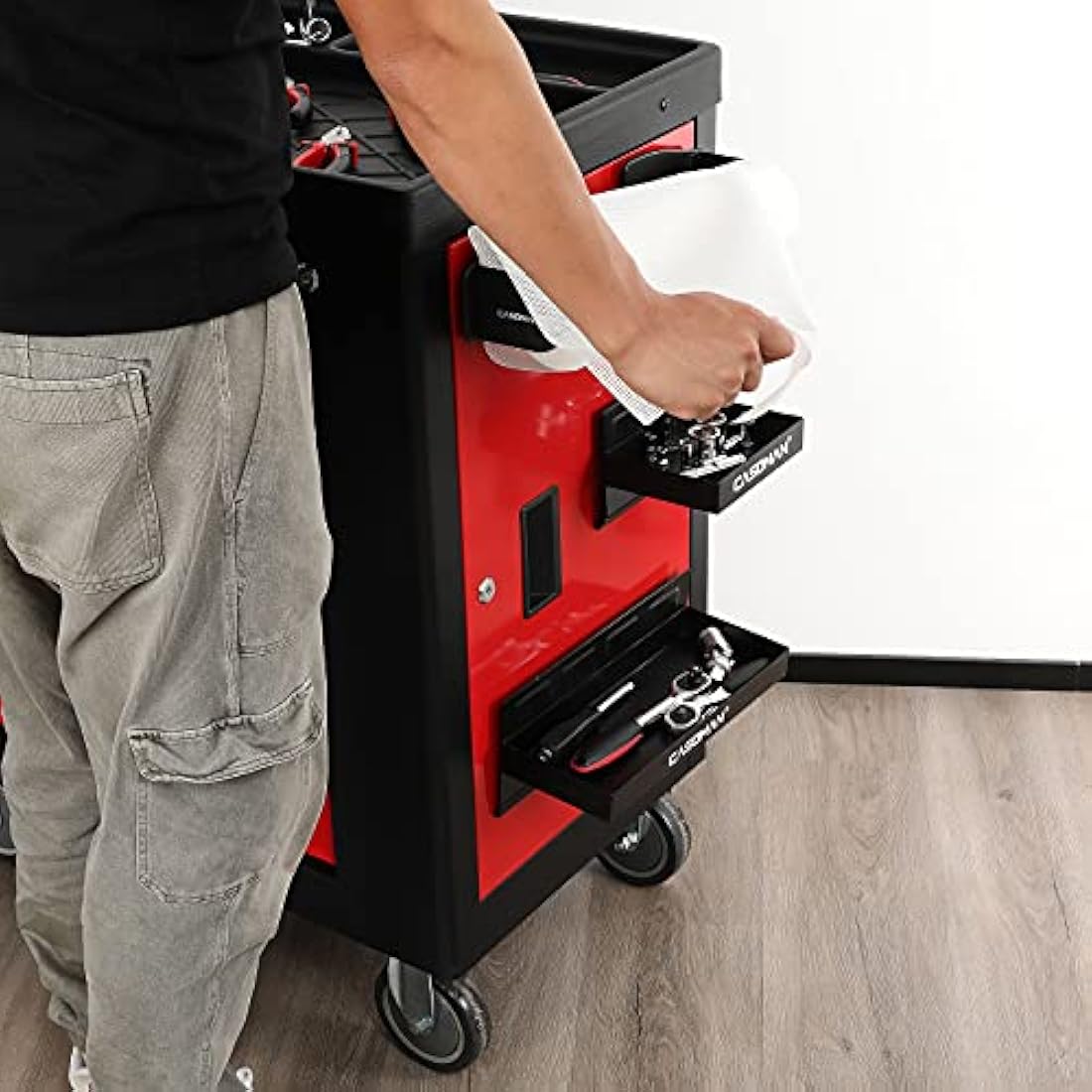 CASOMAN 4-Piece Magnetic Toolbox Shelf & Paper Towel Holder Set