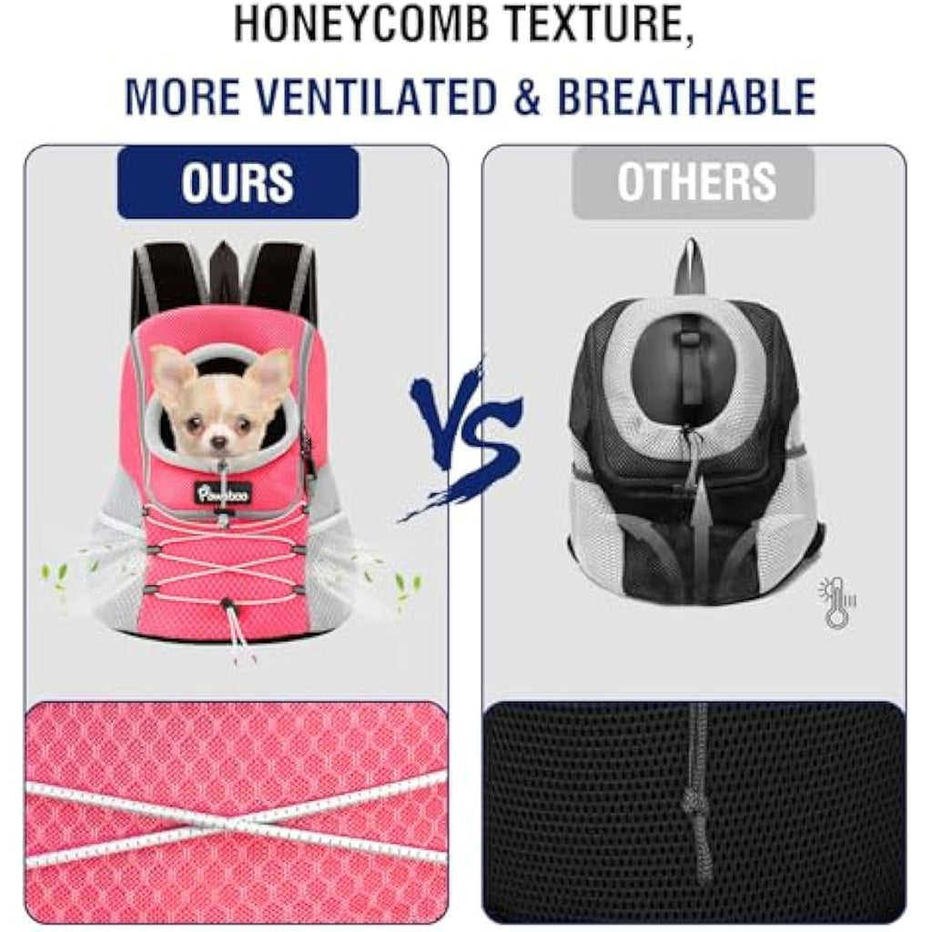 Pawaboo Pet Dog Carrier Backpack | Breathable Front Travel Bag - Pink, M