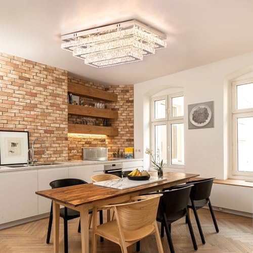 Finktonglan Modern Crystal LED Ceiling Light – Dimmable Flush Mount