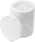 WORHE Natural Marble Canister with Lid | Bathroom Vanity Storage Jar