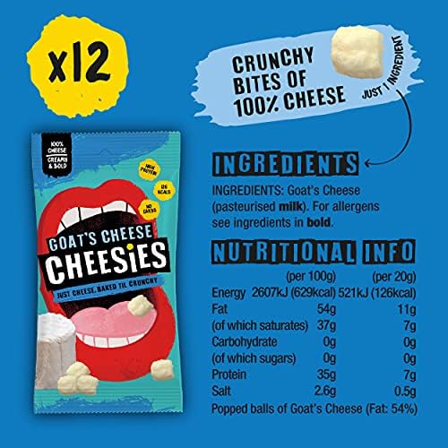 Cheesies Goat's Cheese Crunchy Keto Snack - High Protein (12 x 20g)