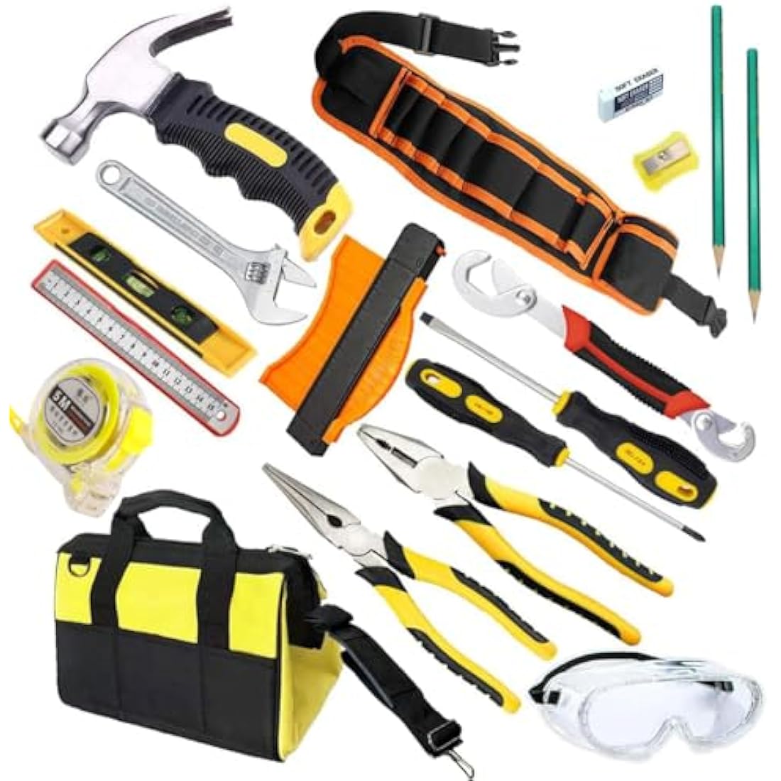 QeeHeng Kids Real Tool Set – 12-Piece DIY Woodworking Kit with Tool Belt