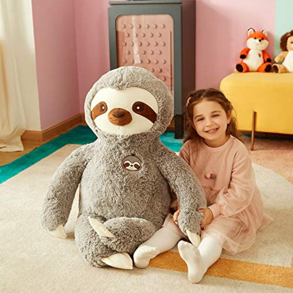 IKASA Giant Sloth Stuffed Animal – Large Soft Plush Toy (Grey, 78cm)