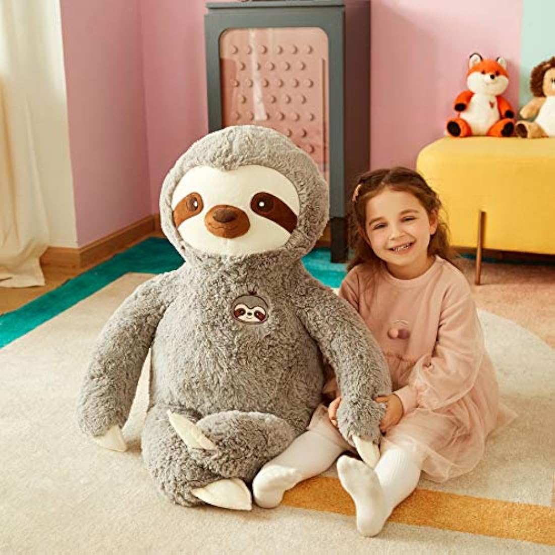 IKASA Giant Sloth Stuffed Animal – Large Soft Plush Toy (Grey, 78cm)