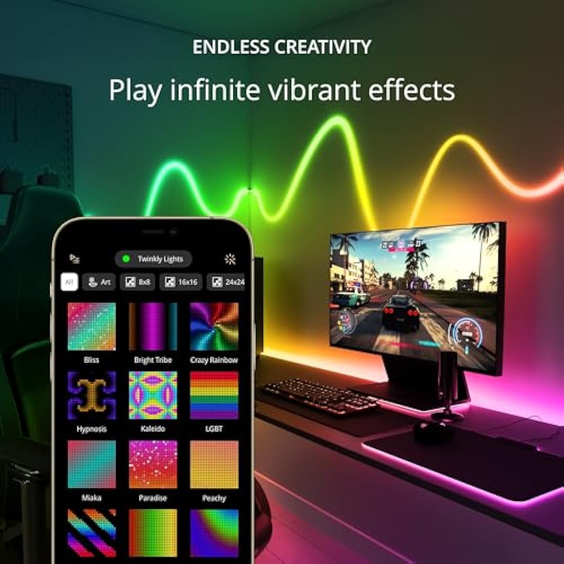 Twinkly Flex 3m RGB LED Strip – Flexible Smart Tube for Gaming & Decor