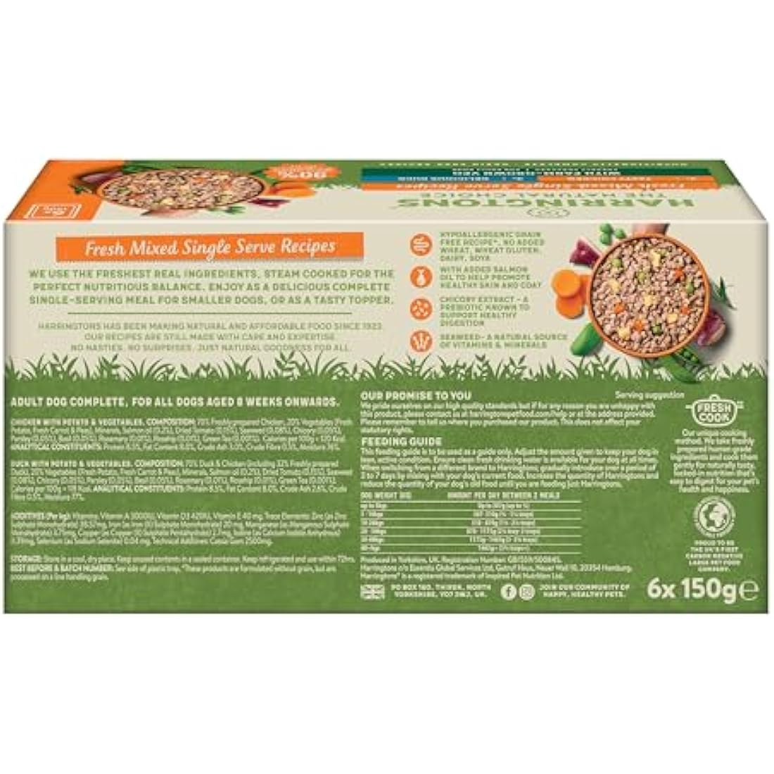Harringtons Grain Free Wet Dog Food Mixed Pack - Chicken & Duck 6x150g