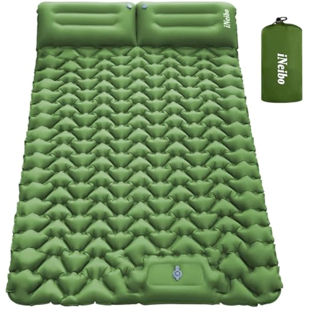 iNeibo Double Sleeping Pad – Inflatable 2 Person Camping Mat with Foot Pump