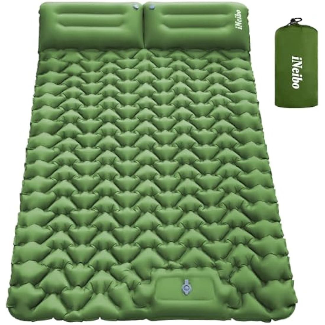 iNeibo Double Sleeping Pad – Inflatable 2 Person Camping Mat with Foot Pump