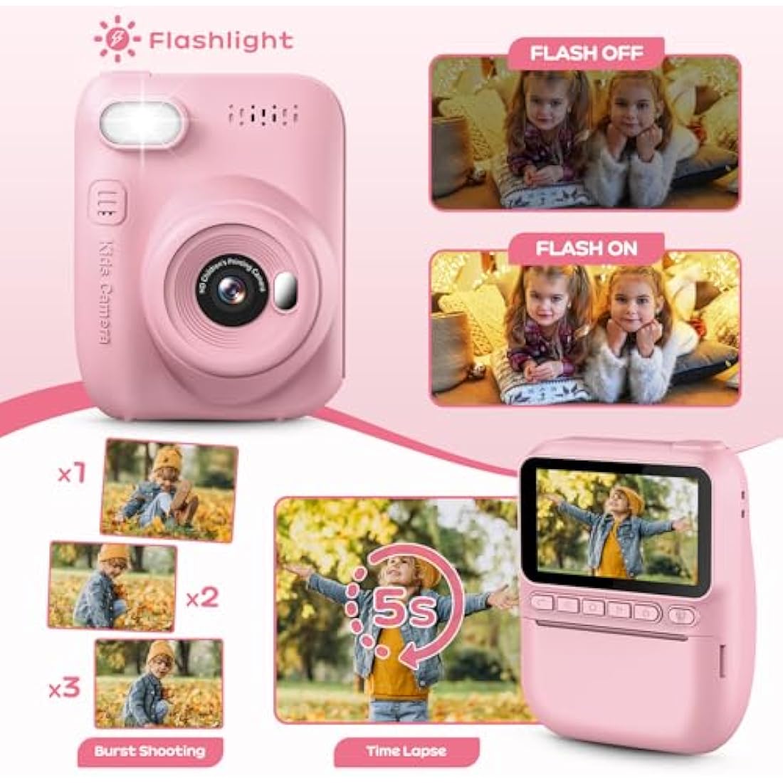 GREENKINDER Kids Instant Print Camera | 1080P Digital Toy with 32GB Card