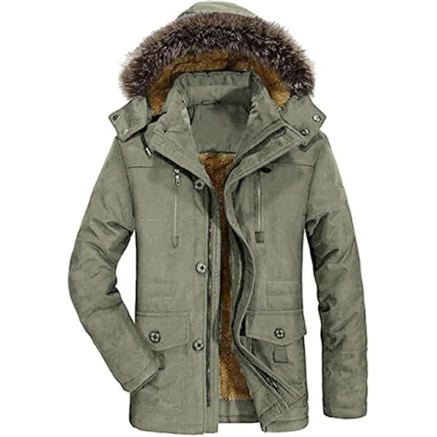 Massive Discounts Men's Winter Parka Jacket – Warm Fleece Fur Hood Coat