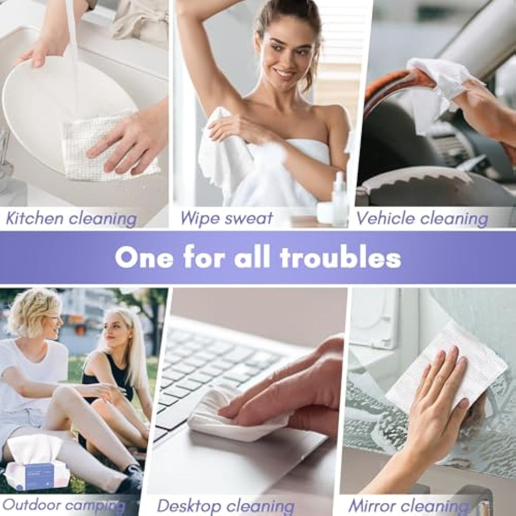 PoeticEHome Extra Thick Cotton Dry Wipes | Disposable Facial Towels (320ct)