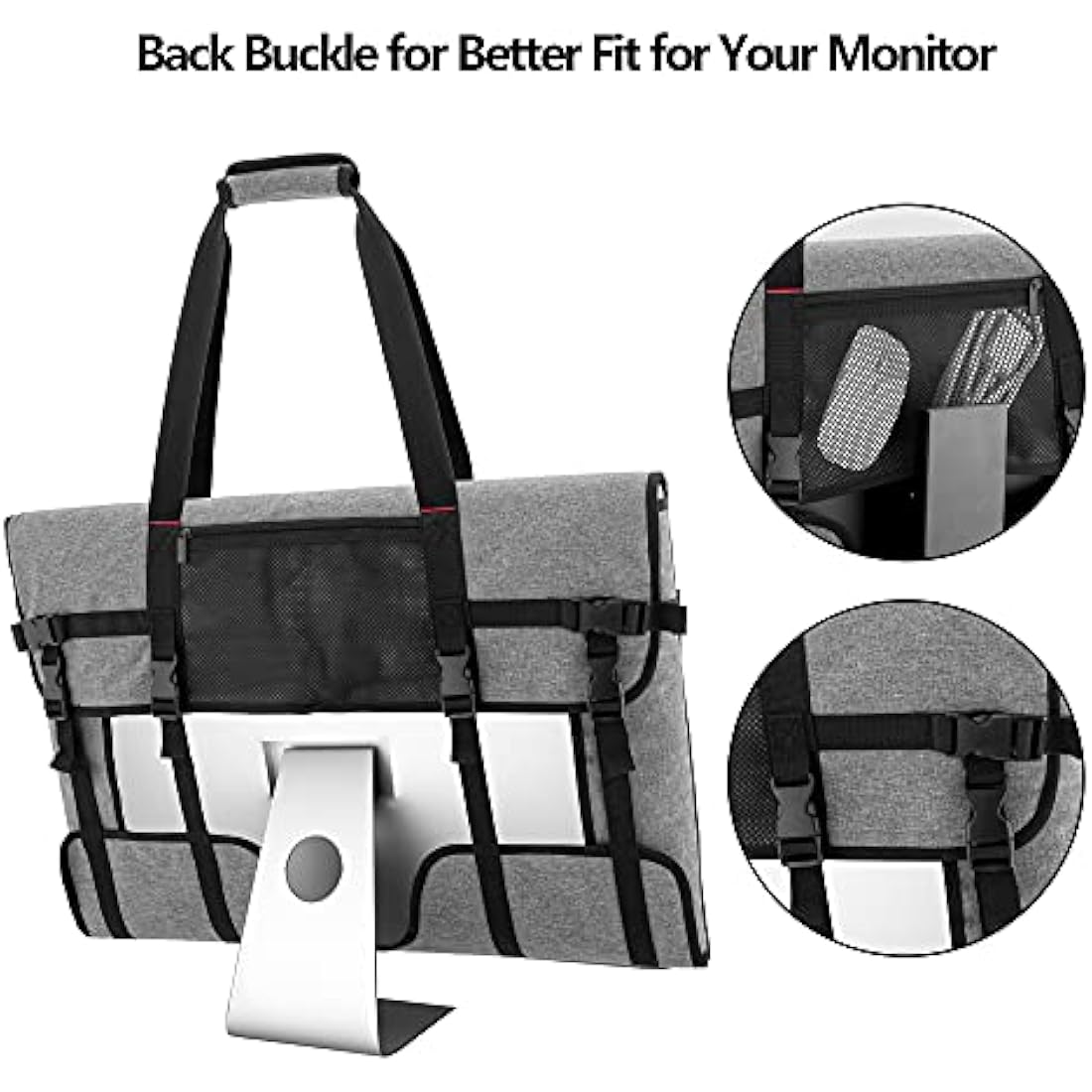 27" iMac Monitor Carry Case – Padded Travel Bag, Grey