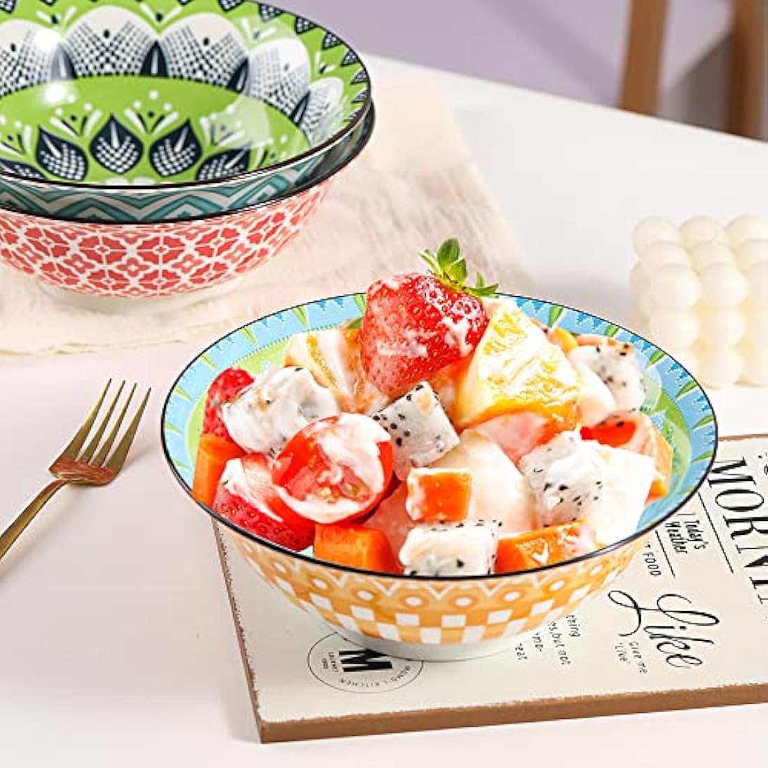 Ramen Bowl Set – 35oz Colorful Ceramic Porcelain Noodle Bowls