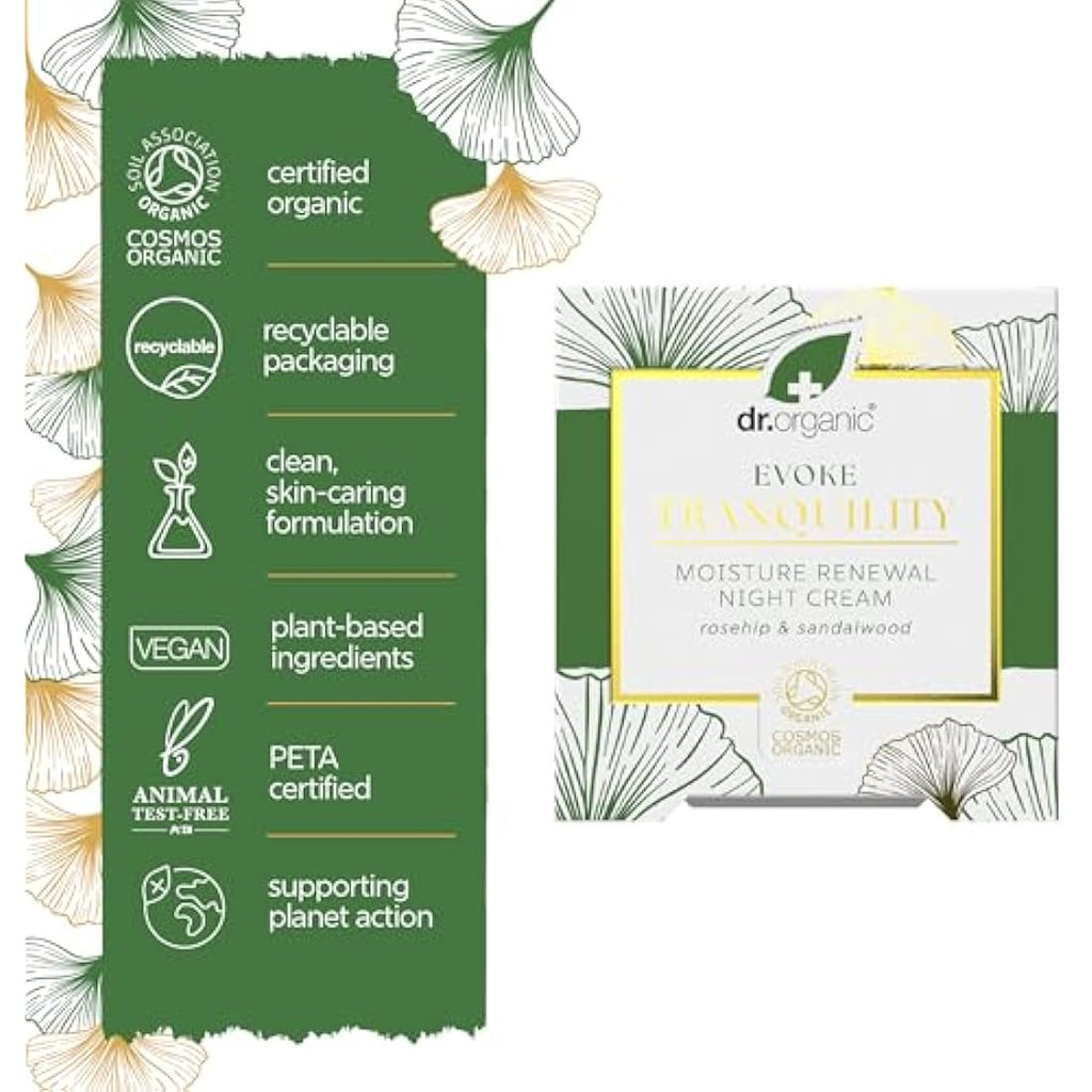 Dr Organic Night Cream – Rosehip & Sandalwood Moisture Renewal 50ml
