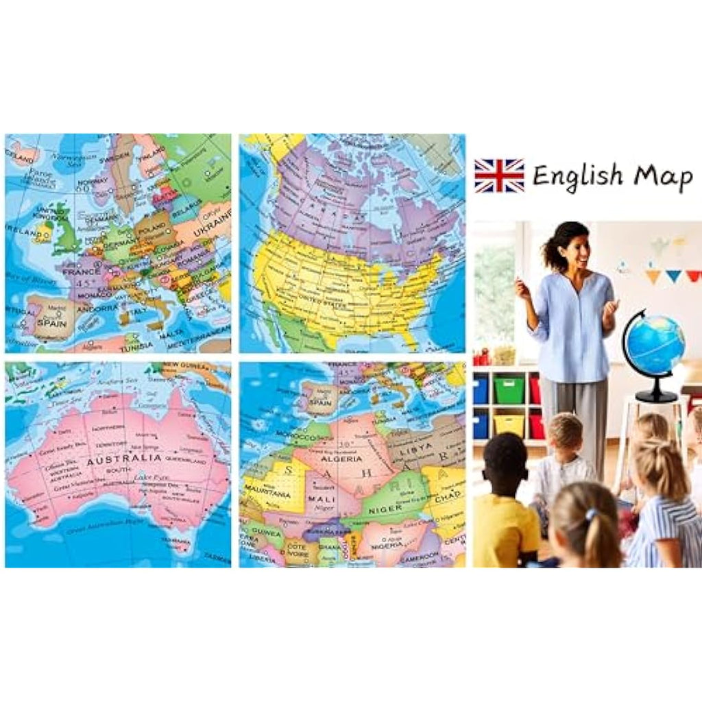 Exerz 20cm World Globe – DIY Educational Political Map for Kids & Desk
