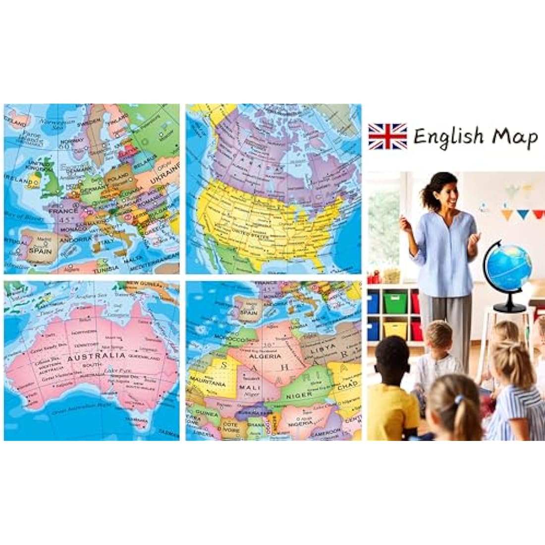 Exerz 20cm World Globe – DIY Educational Political Map for Kids & Desk