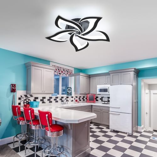 Comely Modern Flower LED Ceiling Light | 60W Petal Chandelier - Black