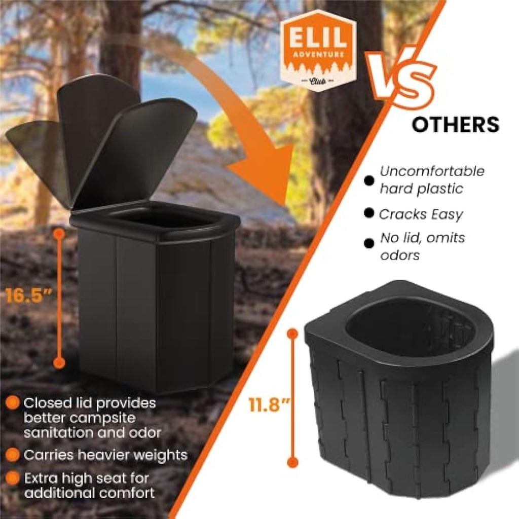 Jolof Store Portable Camping Toilet – Extra Tall Folding Potty with Lid