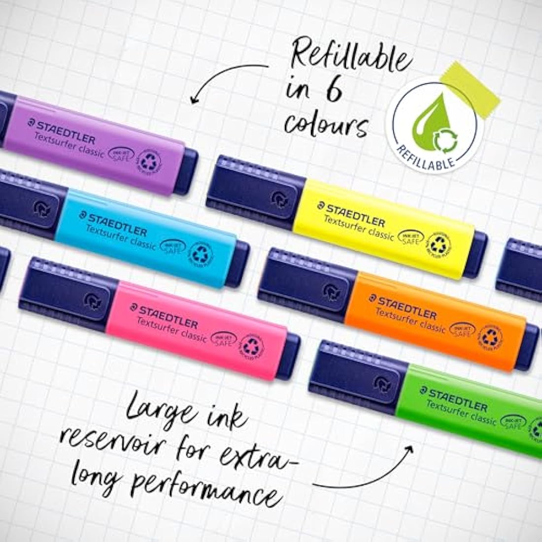 Staedtler Textsurfer Classic Highlighters | Inkjet Safe | 8 Pack
