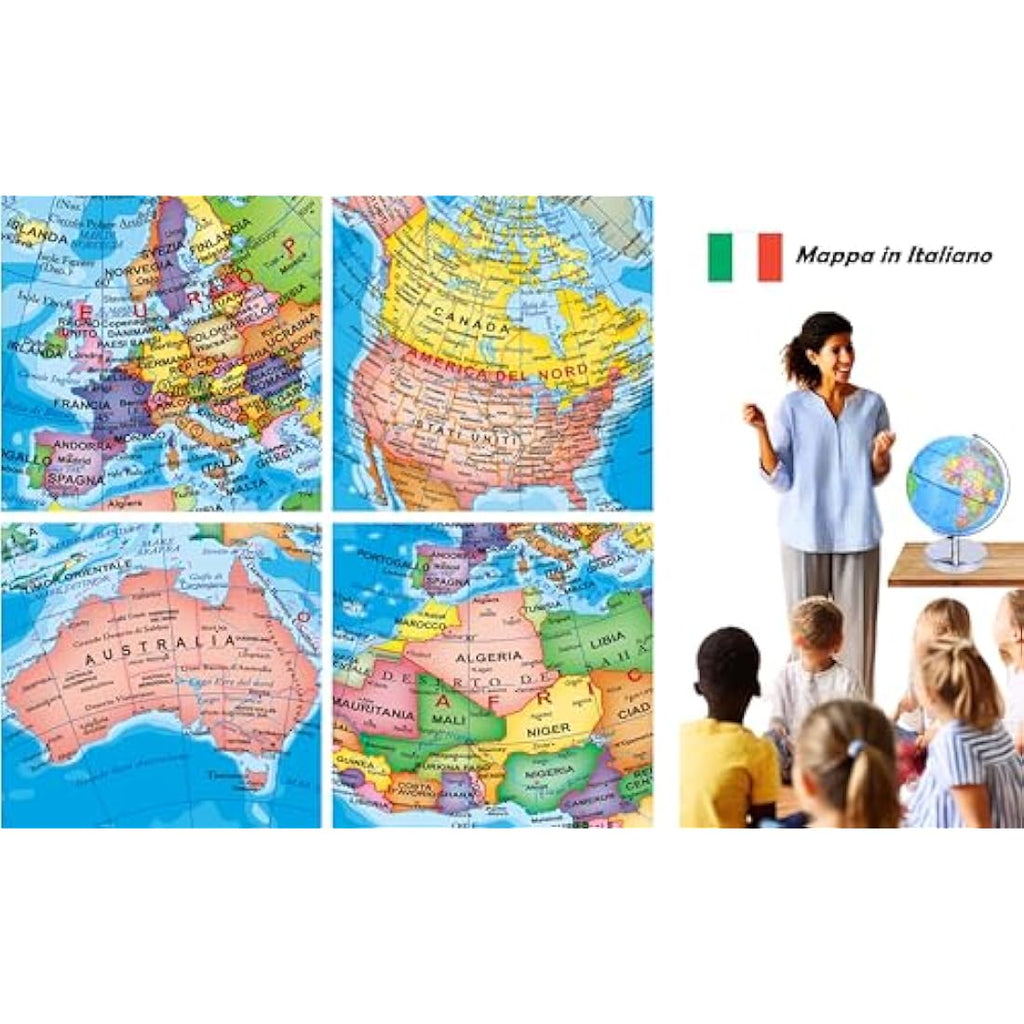 23cm Illuminated Globe – LED Political & Constellation Map