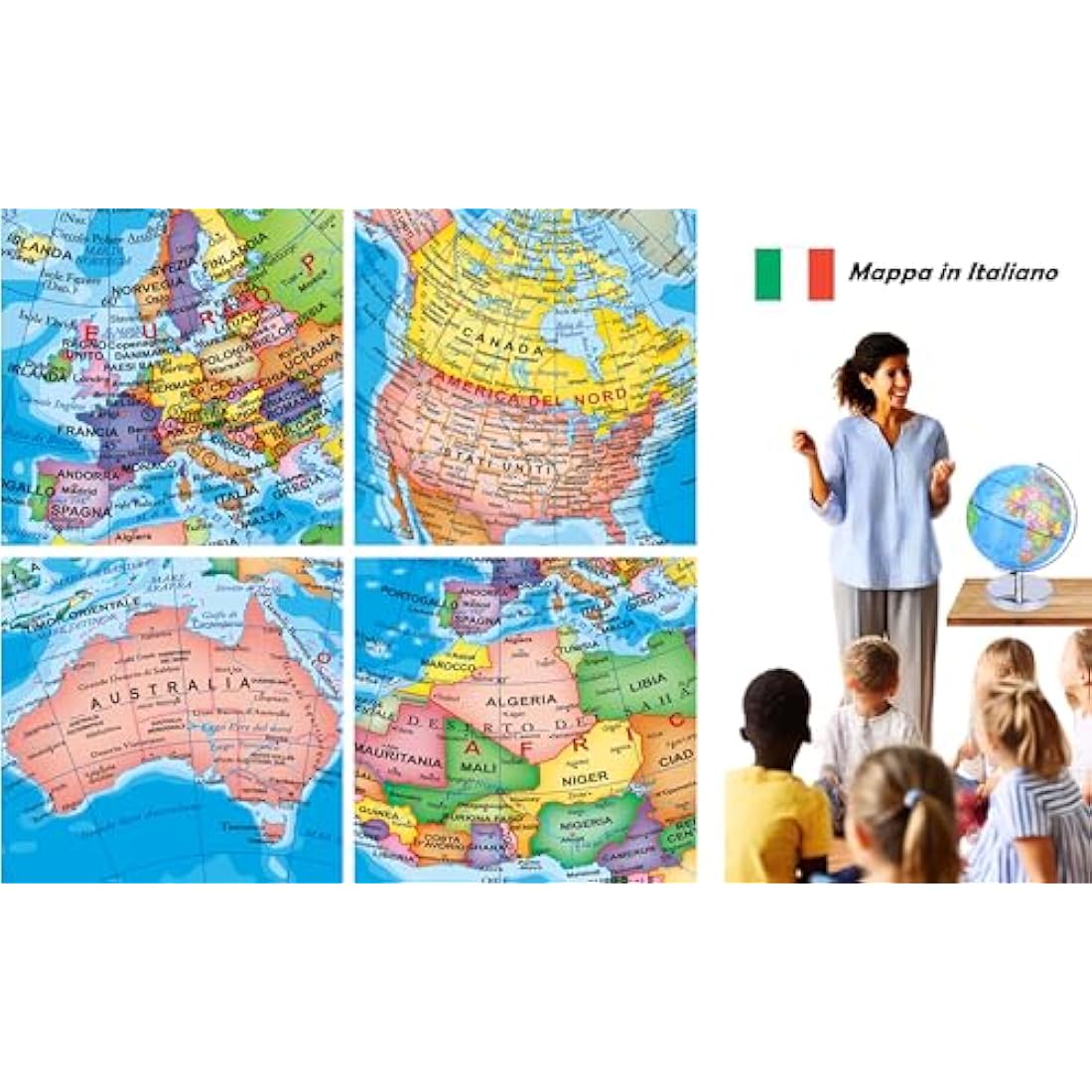 23cm Illuminated Globe – LED Political & Constellation Map