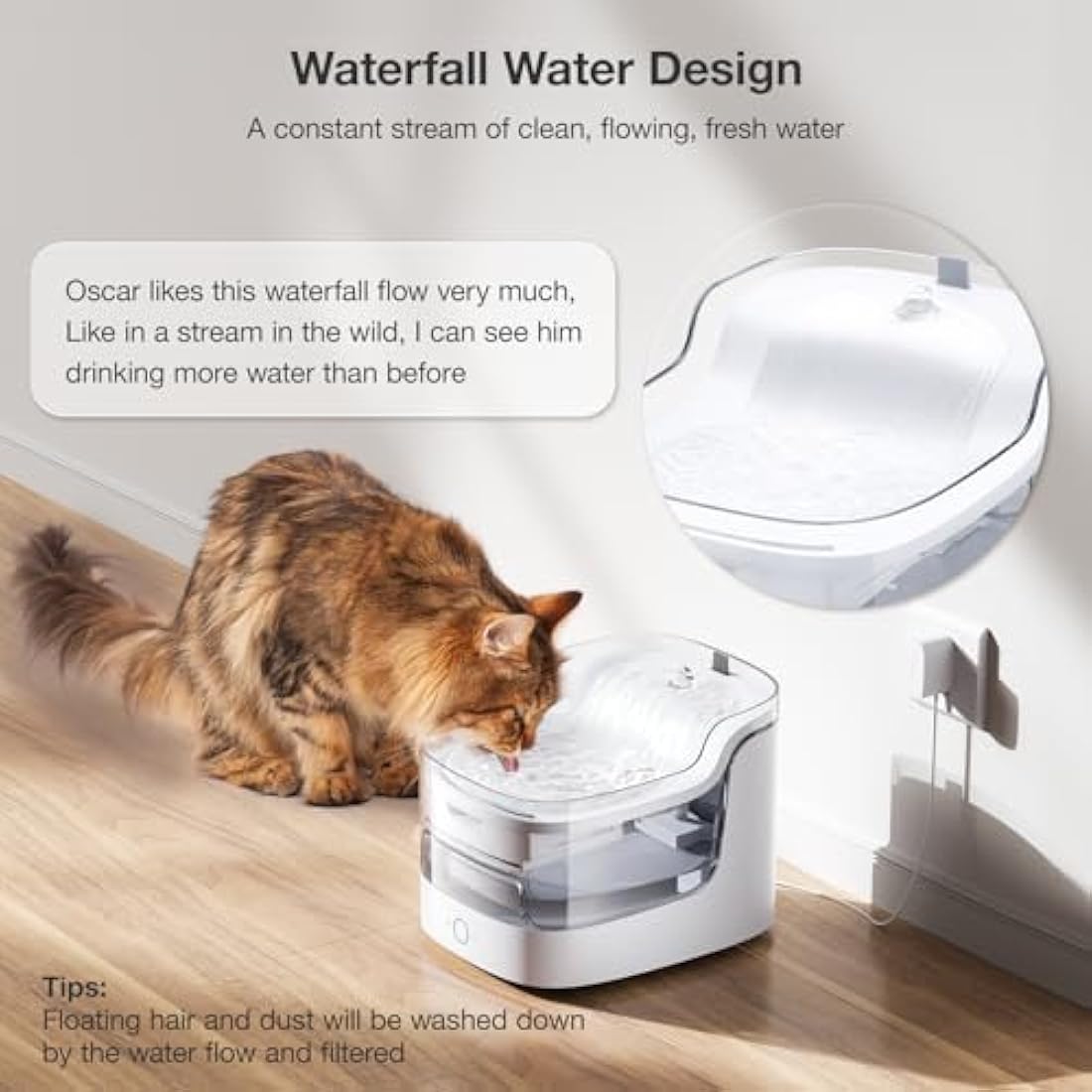 PETGUGU Smart Cat Water Fountain | 2L App Monitor Silent Pet Dispenser