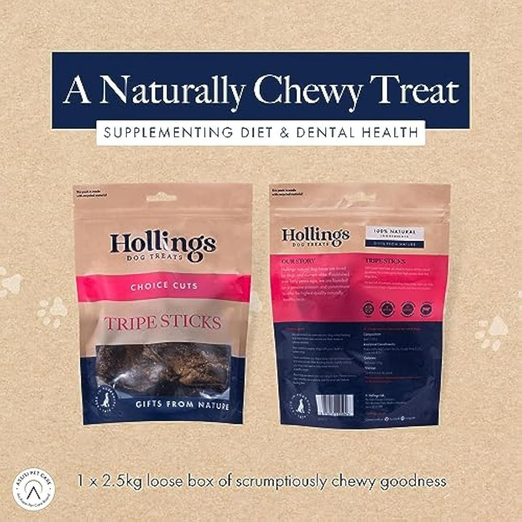 Hollings Beef Tripe Sticks Dog Treats | Natural Grain Free Chews - 2.5kg