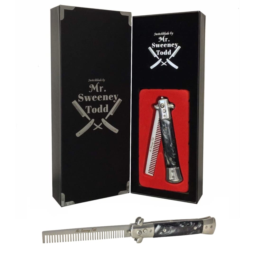 Stainless Steel Switchblade Foldable Comb | Black Flick Comb