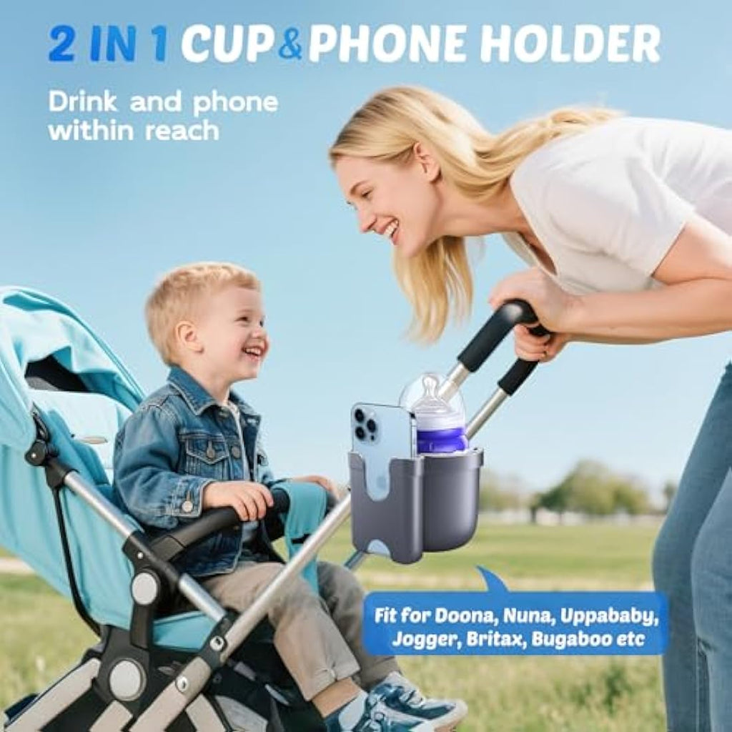 Guiseapue Universal Pram Cup Holder with Phone Holder for Strollers